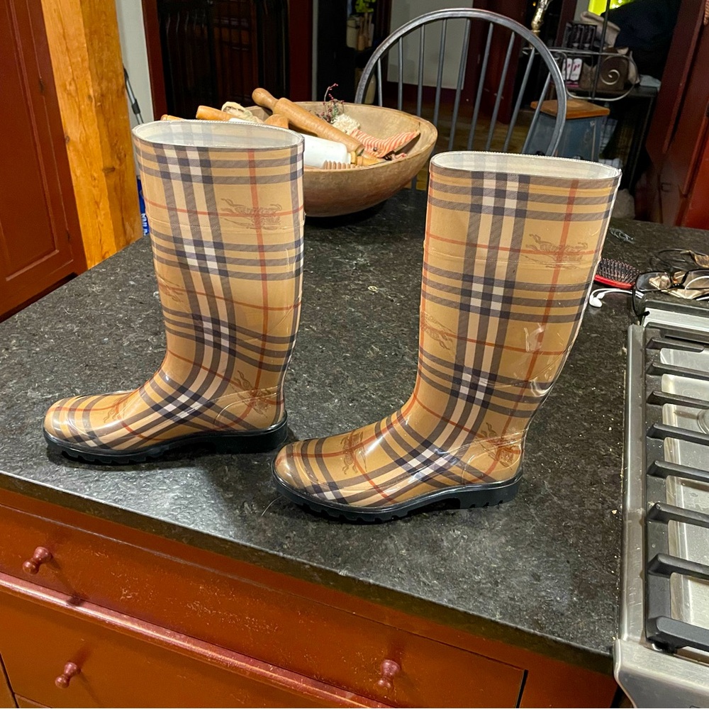Authentic Burberry rain boots purchased at Nordstrom's.  Size 38.